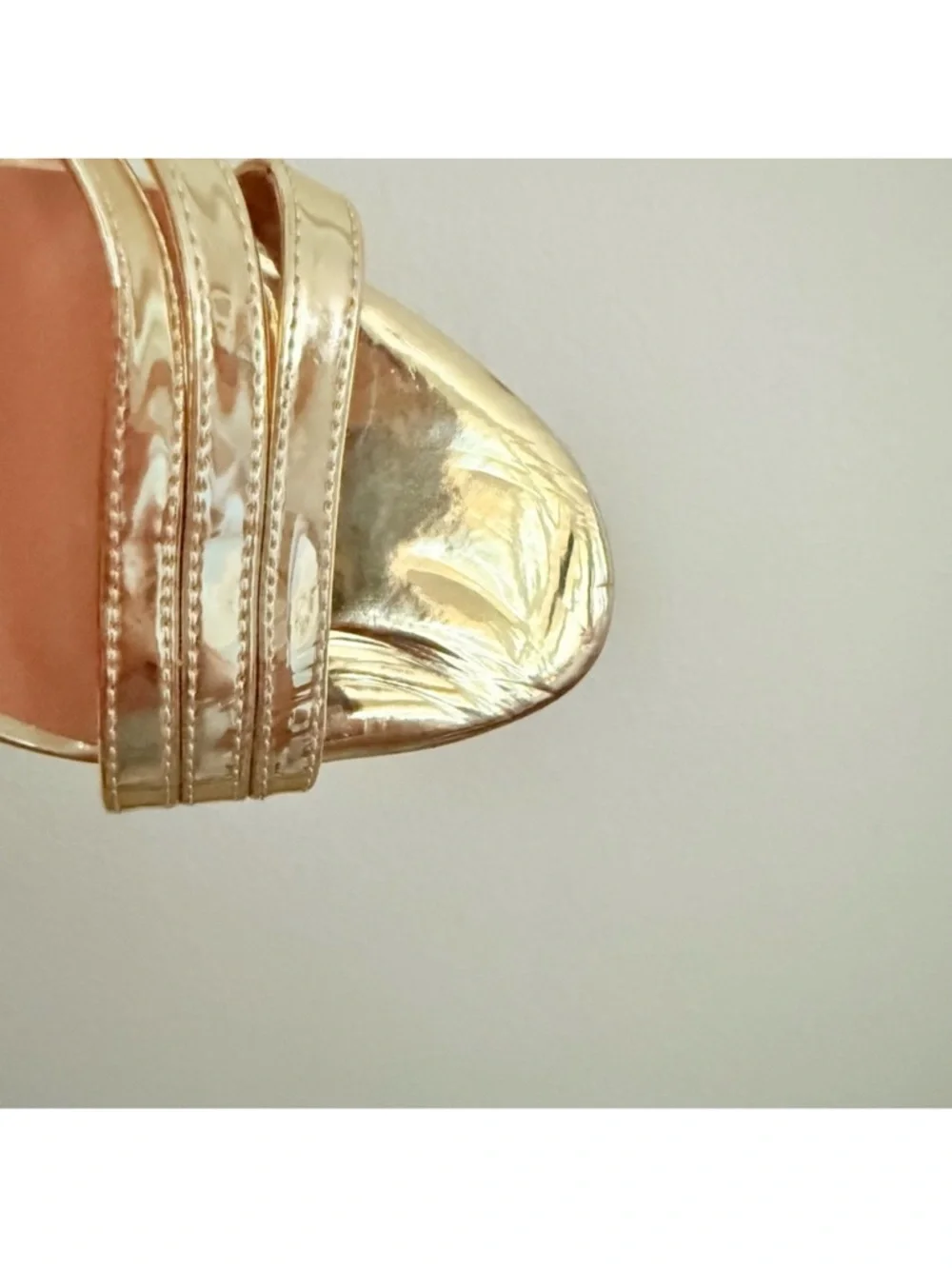 Zara Trafaluc Shiny Metallic Gold Strappy High Heel Sandals